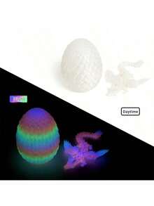 1pc 4D Printed Flying Dragon With Movable Wings And Joints, Animated Animal Model Dragon Egg Crystal Decoration, Birthday, Easter, April Fool's Day, Perfect Gift, Toy
