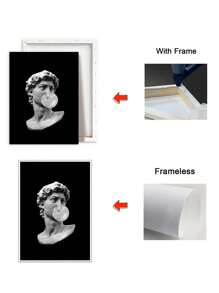 1pc, Pink And Black David Gum Poster Printing Canvas, Pink And Black Wall Arts Picture Canvas, College Girl Fashion Artwork, Suitable For Room Aesthetic Home Bedroom Home Decor, Optional Frame