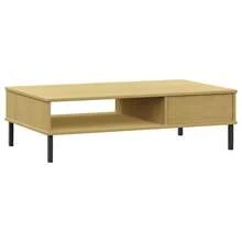 vidaXL Couchtisch OSLO mit Metallbeinen Braun Massivholz Kiefer - Braun - Übersicht 6