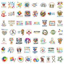 55 Piezas Pegatinas del Día Mundial del Autismo, Pegatinas de estado de ánimo, Pegatinas de aliento, Pegatinas de vinilo, Paquete de pegatinas estéticas para laptop, Pegatinas para monopatín, Pegatinas para botellas de agua, Pegatinas para cuadernos
