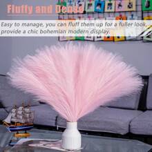 3 pièces/12 pièces Décoration de pampas rose, décoration de salon, pampas artificiels rose pâle faux petits et moelleux boho, décoration de mariage et de fête, remplissage de vase, décoration d'automne