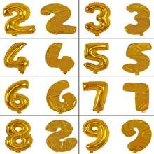 1 个 16 英寸金属数字气球，颜色为金色、银色、玫瑰金、粉色、蓝色、黑色、红色 0-9，自封聚酯薄膜铝箔气球，适用于生日派对、订婚、周年纪念、迎婴派对、婚礼、庆典装饰 - 彩色 - 查看 10