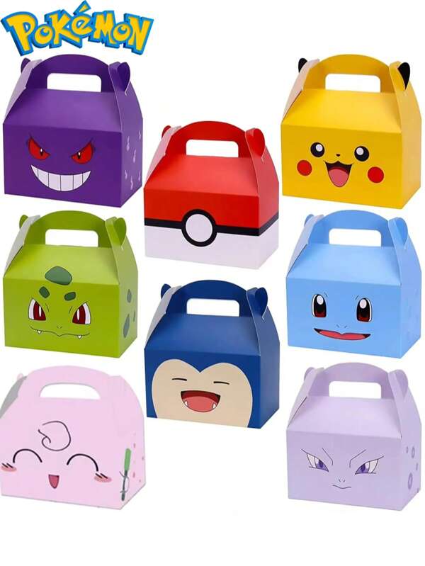 pokemon 1/8pcs Pokemon, Gift Bag Party Candy Tote Paper Box Paper Bag Set, Perfect Party Favor Bags, Office Supplies, Birthday Gift Toys, Pikachu, Handmade Sets, Fashion, Party Collection And Ideal Gift For Home, Perfect For Birthday Party Decoration. Features: Can Be Used As An Ideal Gift Gift, A Must-Have In Summer, Suitable For Summer Parties, Birthdays, Christmas, Halloween, Thanksgiving Parties Or Use