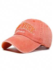 Letter Embroidery Washed Vintage Baseball Cap New York Women's Baseball Cap Washed Baseball Cap
