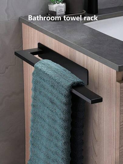 1pc Self Adhesive Towel Racks, Stainless Steel Towel Bar, Wall Hanging Shelf Rack, Rustproof Towel Holder, Bathroom Supplies, Total Length 38.7cm/15.23in Bathroom Accessories Bathroom Tools