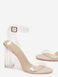 Sandales à talon haut transparentes à boucle réglable pour femmes - Rose pâle - Voir 4