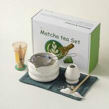 Coffret à thé matcha, comprenant un contenant de poudre de matcha, un bol à matcha avec bec verseur, boîte cadeau pour la rentrée des classes