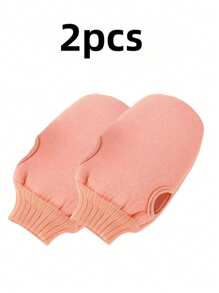 2 Pieces Of Exfoliating Body Scrub Gloves, Dead Skin Removal Gloves, Double-Sided Body Cleansing Tools For SPA Foam Massage, Exfoliating Towel, Reusable Gloves, Suitable For Spa, Massage And Body Scrub, Body Scrub, Remove Dead Skin And Facial Massager, Green, Pink And Blue, Bag, Organizer, Storage.
