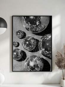 1pc, Party Canvas Decoration, Funny Disco Wall Arts, Idea Gift, Disco Ball Light Picture Poster Printing, Home Decor Painting For Living Room, Bedroom, Bar,Optional Frame
