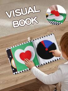 1 pieza Libro de tela para reconocimiento de formas para bebé, lavable, resistente al rasgado, con papel crepitante, libro interactivo para padres e hijos, con diversos patrones y colores para el desarrollo cognitivo del bebé