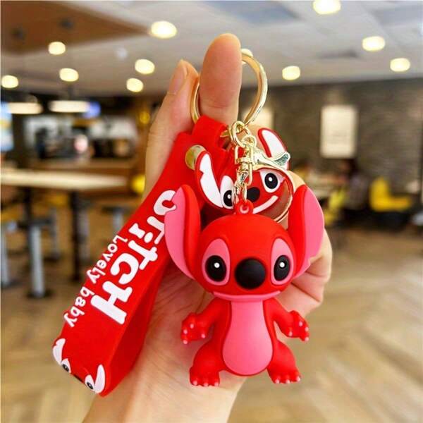 Disney Chaveiro com tema Lilo & Stitch 2025, pingente fofo de mochila de silicone para casal, acessórios para chaves de carro, presentes para Dia dos Namorados, Halloween, Natal, acessórios para carro e bolsa de amigos
