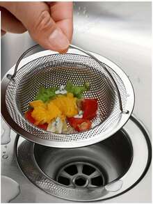 1 pieza/2 piezas/3 piezas Filtro de fregadero, Filtro de desagüe de cocina, Cesta de drenaje con mango para fregadero, Filtro de fregadero de metal, Desagüe de piso apto para utensilios de cocina - Multicolor - Ver 3