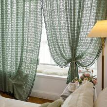 1pc Boho Style Sheer Curtain Panel With Vintage Garden Lace Pattern, Rod Pocket Hanging, Breathable Translucent Fabric, Suitable For Bedroom, Living Room, Office - Machine Washable, Transparent, Room Divider