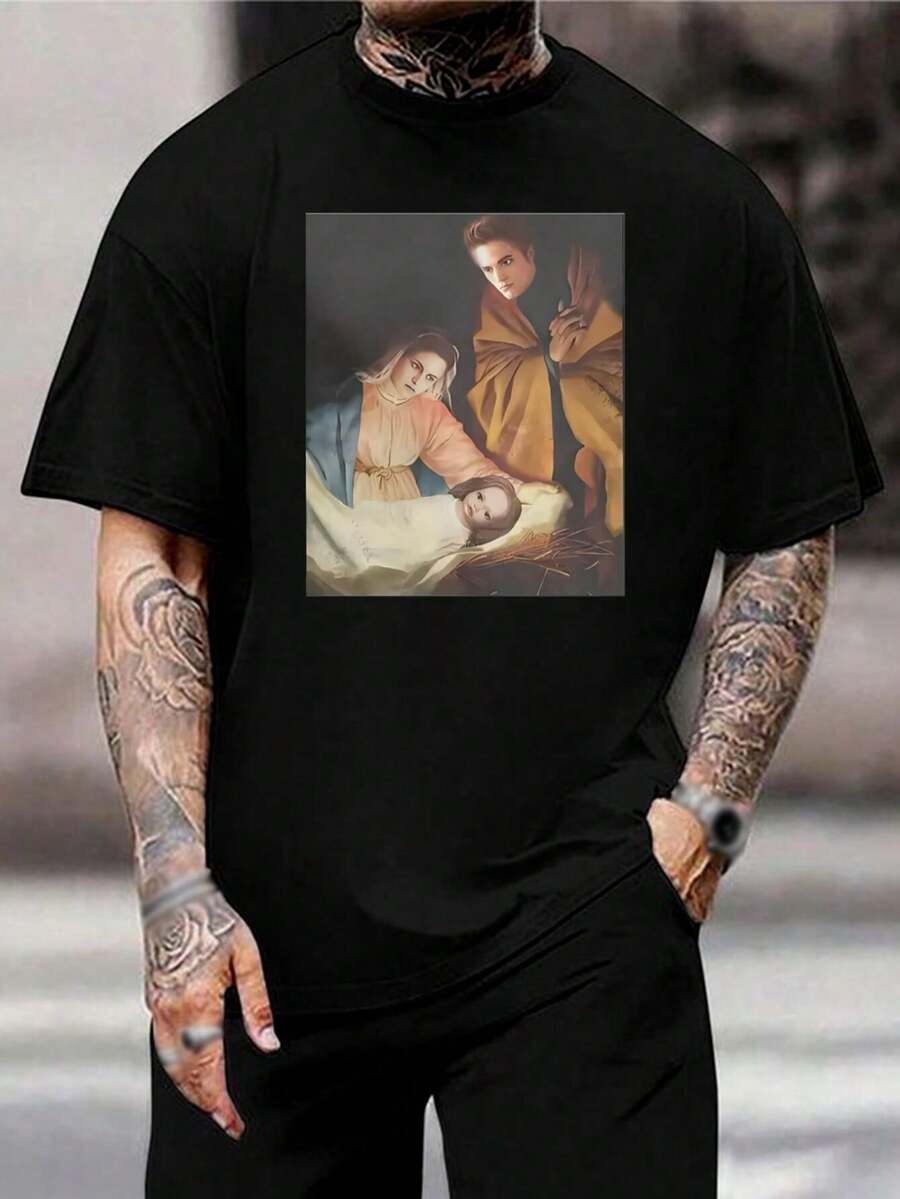 Camiseta divertida de Navidad con motivo de Crepúsculo - Parodia de Bella y Edward - Regalo único para fans de la película - Camiseta gráfica unisex - Ropa de Navidad a la moda - Negro - Ver 1