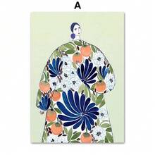 1 件波西米亚风郁金香花瓶女人花抽象复古海报印刷墙面艺术帆布画俱乐部酒吧墙画客厅装饰可选画框 - 彩色 - 查看 26