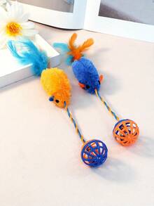 1pc Plush Squirrel With Bell Rope Chew Biting Self-Entertainment Interactive Cat Toy, For Pets Only - Multicolor - View 14