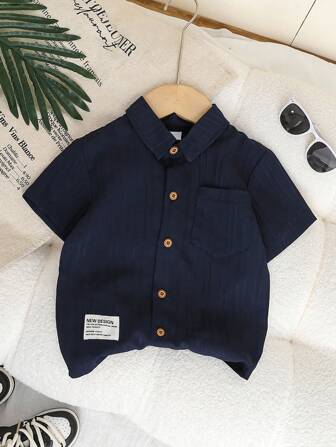 1 pieza Camisa informal de diseño sencillo para niño, verano