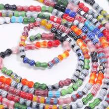 6x11mm 30pcs/Strand Multi-Color Peanut Shaped Glass Beads, Smooth Glazed Beads, Suitable For Making Bracelets, Necklaces, DIY Jewelry Crafts Decoration
