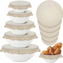 5pcs Reusable Cloth Bowl Covers, Suitable For Bread Fermentation, 5 Sizes, Food Storage Container Lids, Bread Bowl Covers, Reusable, Suitable For Food, Fruits, Leftovers - Multicolor - View 3