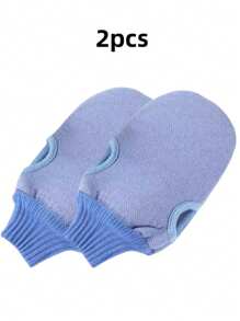 2 Pieces Of Exfoliating Body Scrub Gloves, Dead Skin Removal Gloves, Double-Sided Body Cleansing Tools For SPA Foam Massage, Exfoliating Towel, Reusable Gloves, Suitable For Spa, Massage And Body Scrub, Body Scrub, Remove Dead Skin And Facial Massager, Green, Pink And Blue, Bag, Organizer, Storage.