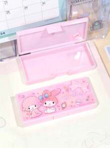 Sanrio 1 Pieza Caja de almacenamiento de tamaño pequeño con personajes de dibujos animados Sanrio Kawaii Hello Kitty, My Melody, Cinnamoroll, Kuromi, Gato Kitty, regalo portátil de sobremesa (Algunas partes pueden ser aleatorias)