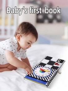 1 pieza Libro de tela para reconocimiento de formas para bebé, lavable, resistente al rasgado, con papel crepitante, libro interactivo para padres e hijos, con diversos patrones y colores para el desarrollo cognitivo del bebé
