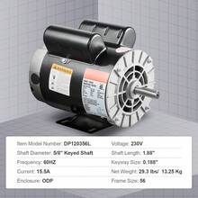 3HP Air Compressor Electric Motor, 230V 15.5 Amps, 56 Frame 3450RPM, 5/8" Keyed Shaft, 1.88" Shaft Length, Single Phase, CW/CCW Rotation (Factory Setting Is CCW) - 3HP - View 7