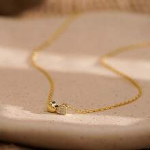 TUANZISP 1 件女士精致方晶锆石双心形吊坠项链，精致的个性化设计，简约而优雅，适合休闲穿着、生日/情人节礼物 - xp-145 - 查看 5