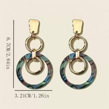 1 Pair New European & American Style Fashion Versatile Metal Hoop Acrylic Earrings, Suitable For Ladies Daily Wear, Party And Gift