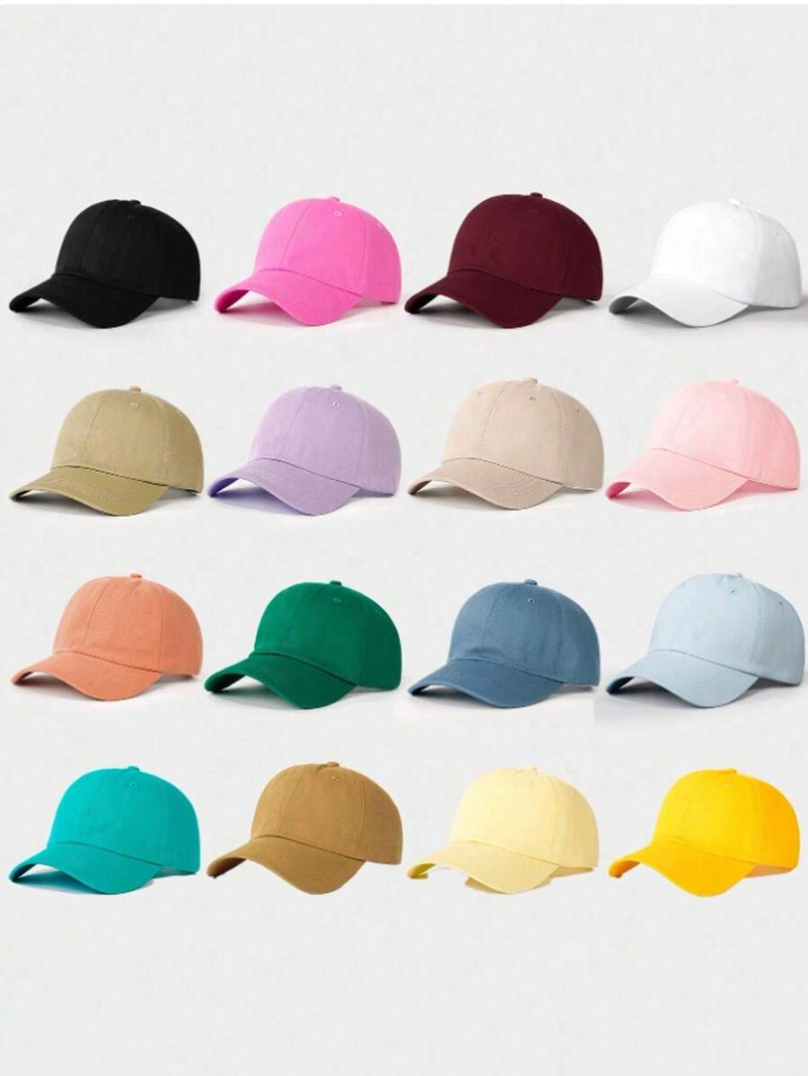 1PCSoft Crown Blank Adjustable Baseball Cap, Outdoor Sun Protection Casual Hat, Suitable For Spring/Autumn Travel, Beach Vacation, Unisex, Y2K Style - Multicolor - View 1