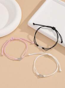 ATLVXJL Conjunto com 3 pulseiras coloridas de coração trançado que brilham no escuro, presente maravilhoso de amizade entre irmãos para mulheres, joias casuais para casais, uso diário e dia dos namorados