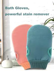 2 Pieces Of Exfoliating Body Scrub Gloves, Dead Skin Removal Gloves, Double-Sided Body Cleansing Tools For SPA Foam Massage, Exfoliating Towel, Reusable Gloves, Suitable For Spa, Massage And Body Scrub, Body Scrub, Remove Dead Skin And Facial Massager, Green, Pink And Blue, Bag, Organizer, Storage.