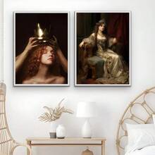 1 pièce Affiche murale de style rétro art médiéval européen de dame, impression pour décoration de la maison, chambre à coucher, bar. Cadre en option. - Multicolore - Voir 3