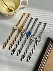 1 pièce Montre à quartz pour femme de style vintage français avec bracelet en bambou doré, petit cadran. Montre élégante et délicate, de taille compacte, convenant pour un port quotidien, des événements formels et comme accessoire décoratif pour le poignet - Taille Unique - Voir 9