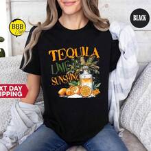 Tequila Lime And Sunshine Shirt, Summertime Shirt, Tequila Shirt, Alcohol Shirt, Tequila Lover Shirts, Summer Vibes Shirt, Drinking Shirt - Black - View 1
