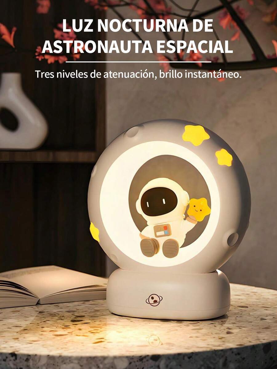 1 pieza de lámpara nocturna de cabecera con forma de dibujo animado redondo. Es una lámpara de compañía para ayudar a dormir que se puede cargar a través de USB. Es una lámpara de mesa con función de regulación de la iluminación en tres niveles, y tiene un ajuste de brillo en tres niveles. Puede servir como lámpara para desestresarse en la oficina, es una lámpara de cabecera bonita y es adecuada para el dormitorio y la sala de estar. - D-blanco - Ver 1