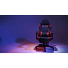 Grey Leather Racing Gaming Chair Office Computer Swivel Seat Recliner W/Footrest - 1 - View 3