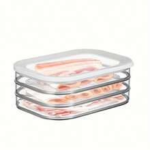 带盖三层防漏食品储存容器 - 适合冷盘、火鸡和午餐肉 - 塑料，厨房必备 - 白色 - 查看 12