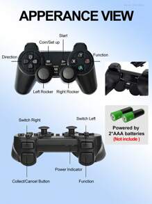 Mini Video Games Console 20000+ Retro Games Sticks Gamepads Machine Supports TV Monitor Projector Supports PS1 MD SFC FC ATA-RI GBA GBC GB MAME 9 Simulator Dual Wireless Controller Childhood 64GB Games Portable Plug & Play Video Portable Consoles For Kid Boy Gift,Some Games In Different Versions,Black ﻿