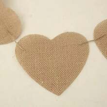 Rustic Burlap Heart Hanging Banner Natural Jute Fabric Wall Decor For Weddings, Birthdays, Housewarmings More Versatile Indoor/Outdoor Use, Rustic Event Decoration|Heart Shape Design|Natural Jute Material Burlap Flags For Home Decor Tapestry Room Decor Birthday Decorations Party Decorations