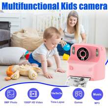 Cámara con impresión instantánea para niños, cámara digital para niños de 1080p con pantalla HD, regalo ideal de juguetes para niños y niñas de 6 a 14 años, incluye 2 rollos de papel de impresión y 6 bolígrafos de colores
