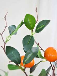 1支/4支/6支人造橙枝，金色橙枝，逼真仿真水果道具，带绿叶，可用于花瓶装饰、秋季装饰