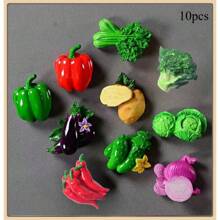1pc/3pcs/4pcs/5pcs/5pcs-1/6pcs/6pcs-1/7pcs/8pcs/9pcs/10pcs/10pcs-Style 1/10pcs-2/11pcs New Cartoon Fruit & Vegetable Design Magnetic Resin Refrigerator Stickers, Nature Style Magnetic Refrigerator Stickers, Cute Decorative Piece, Office Desk Decor, Personalized Accessory For Fridge, Whiteboard, Storage Cabinet, Dishwasher, Kitchen Decor, Home Decor, Valentine's Day Gift, Gift For Friends & Family