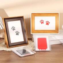1-Piece Pet Paw Print Commemorative Kit, Ink Suitable For Cats And Dogs, DIY Memory Art, Durable Wooden Material, Captures Your Pet's Paws To Leave Lasting Memories And Nostalgia.