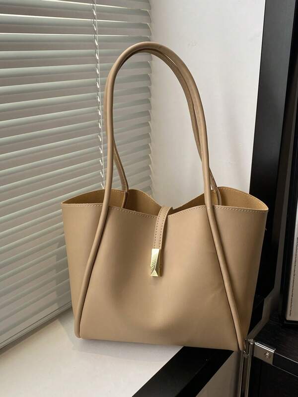New Stylish Solid Color Luxury High-End Versatile Women One Shoulder Tote Bag