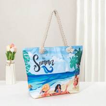 New Letter Palm Tree Printed Casual Vacation Tote Bag - Multicolor - View 3