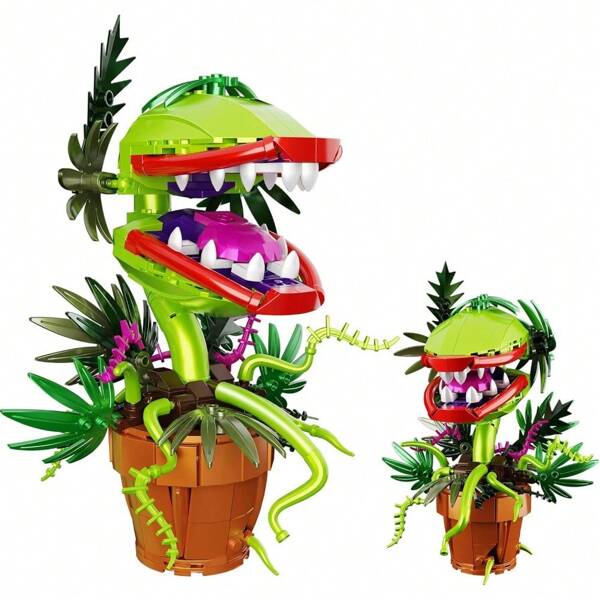 Large Mouth Movable Tentacles Lush Leaves Decoration For Home Office Party