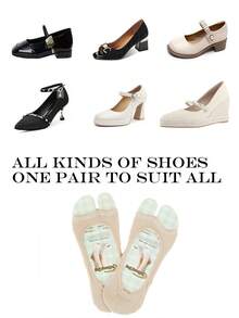 3 Pairs Women's Toe Separator Invisible Socks With Silicone Non-Slip Heel, Daily Casual Basic Low Cut Socks, Suitable For High Heels, Open Toe Shoes, And Mary Jane Shoes