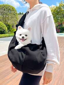 [Fashion Pet Carrier] Outdoor Pet Tote Bag | Lightweight Breathable Fabric, Adjustable Shoulder Strap, Snap Closure, Front Dog & Cat Face Window - Fits Pets Up To 7.5kg/16.5lbs, Light Blue And Black