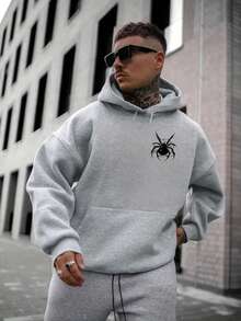 Spider Streetwear Hoodie Men's Stylish Spider Coat - Xám - Xem 2